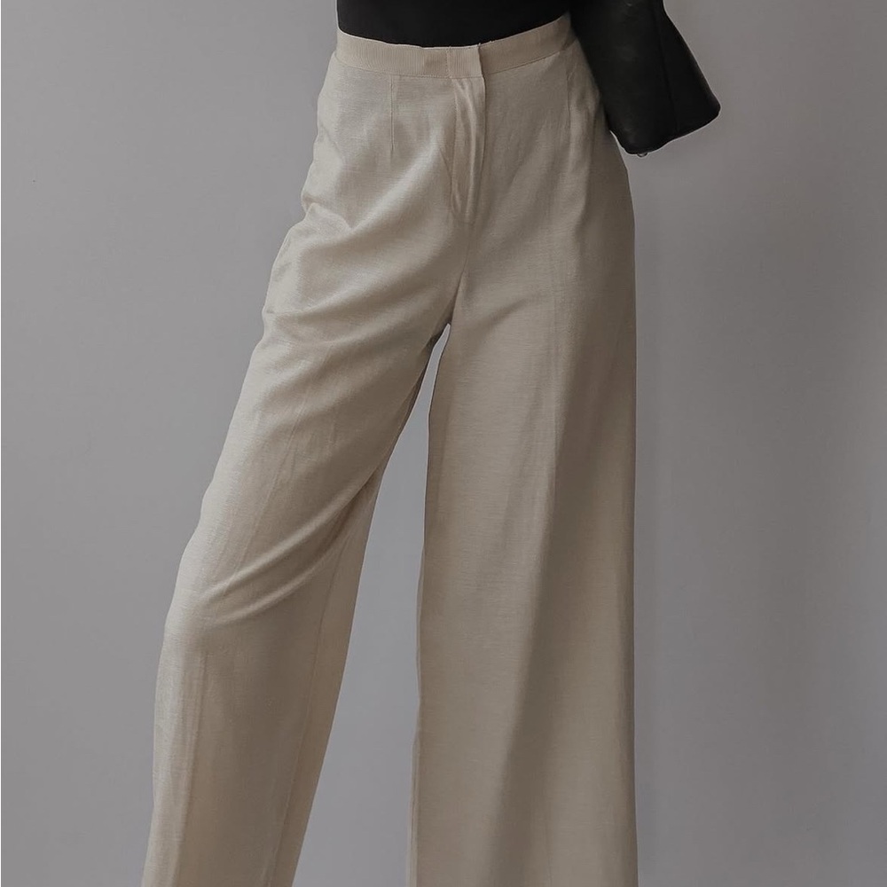 H&M Cream Wide-Leg High Waisted Pants